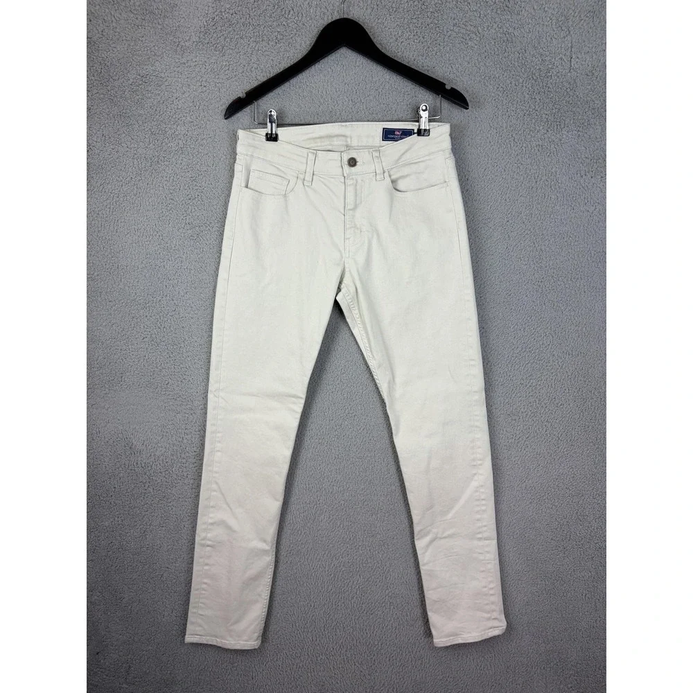 Vineyard Vines Jeans Mens 30x32 White Light Wash Slim Tapered Stretch Denim Men